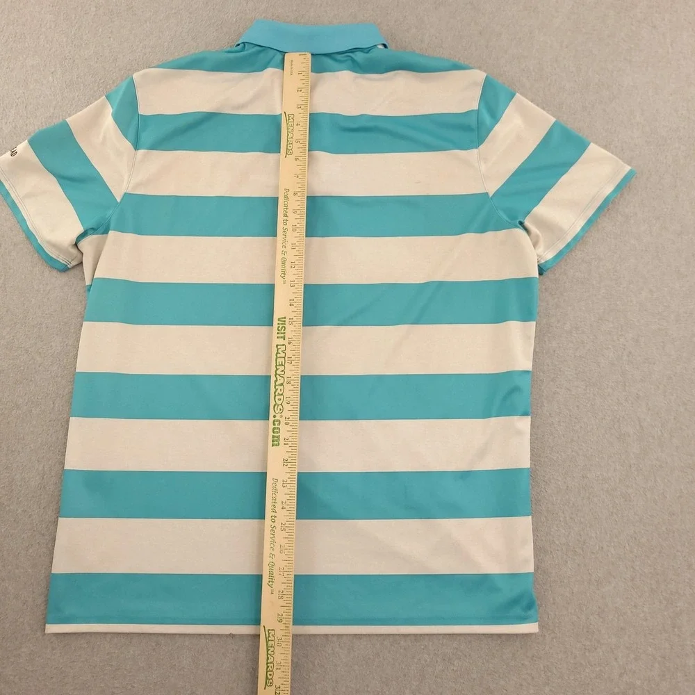 Nike Golf Dri-FIT Polo Shirt Mens XL Blue White Stripe Lake Arrowhead Top